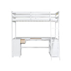 Lit mezzanine simple avec bureau en U