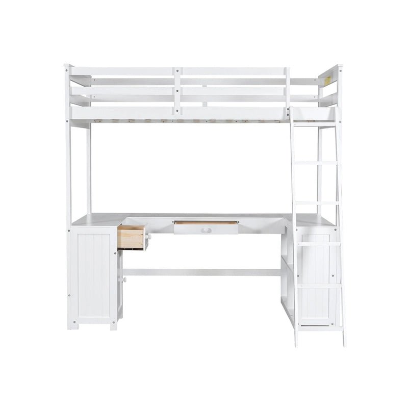 Lit mezzanine simple avec bureau en U