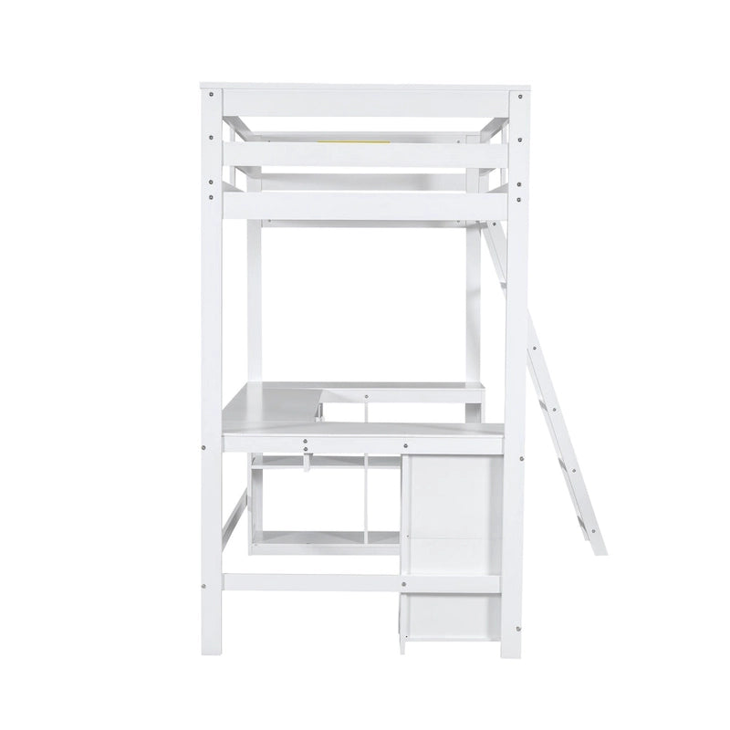 Lit mezzanine simple avec bureau en U