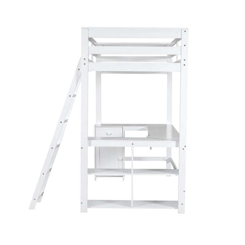 Lit mezzanine simple avec bureau en U