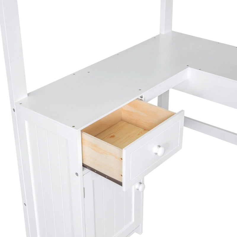 Lit mezzanine simple avec bureau en U