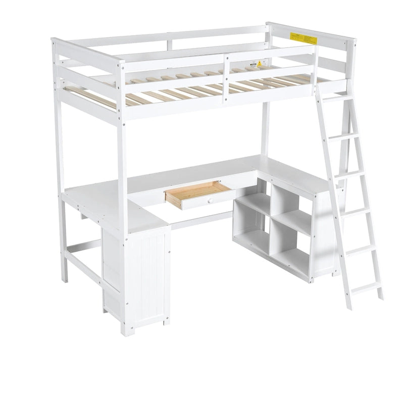 Lit mezzanine simple avec bureau en U