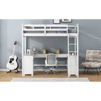 Lit mezzanine simple avec bureau en U