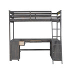 Lit mezzanine simple avec bureau en U