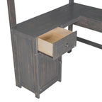 Lit mezzanine simple avec bureau en U