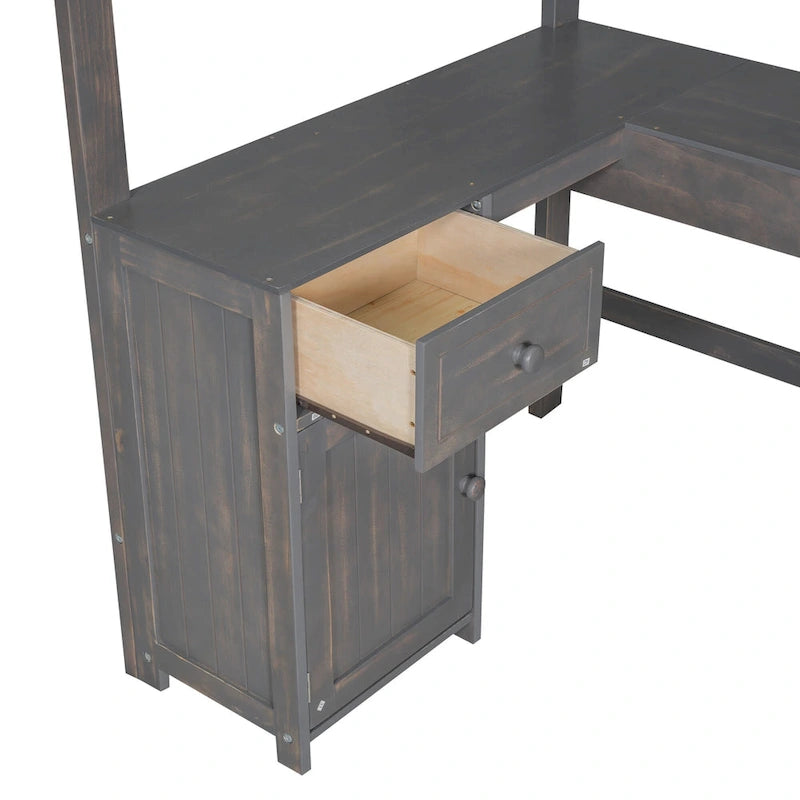 Lit mezzanine simple avec bureau en U