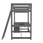 Lit mezzanine simple avec bureau en U