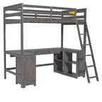 Lit mezzanine simple avec bureau en U
