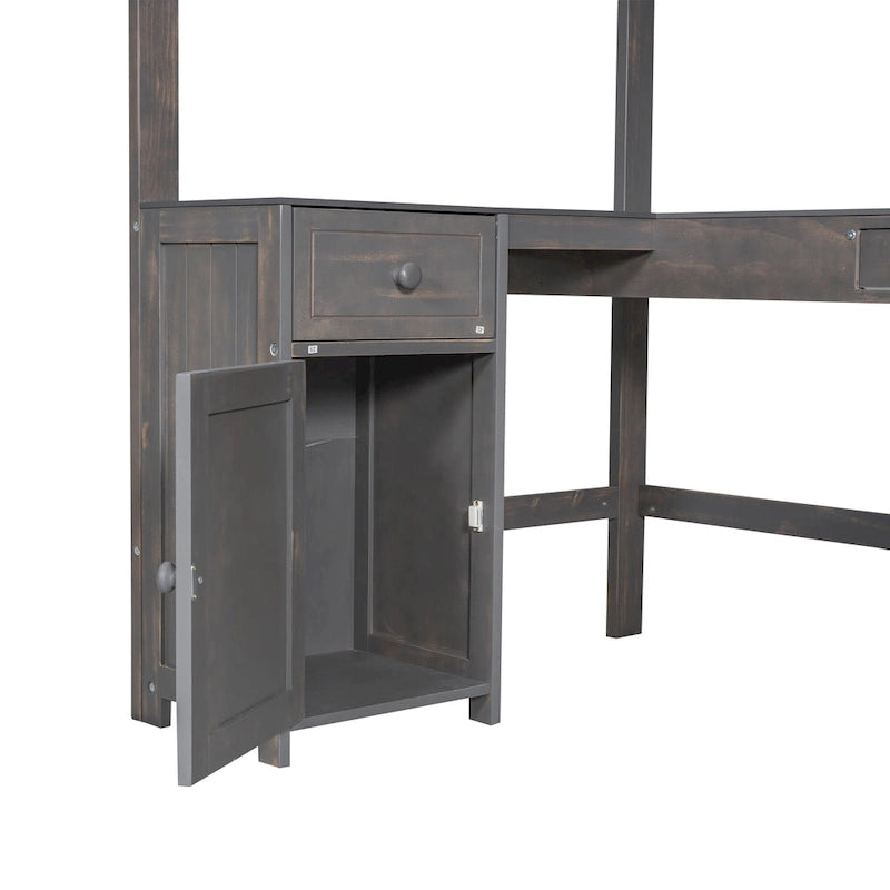 Lit mezzanine simple avec bureau en U