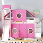 Lit mezzanine Merax double/simple avec tente et tour