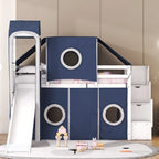 Lit mezzanine Merax double/simple avec tente et tour