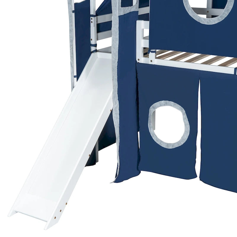 Lit mezzanine Merax double/simple avec tente et tour