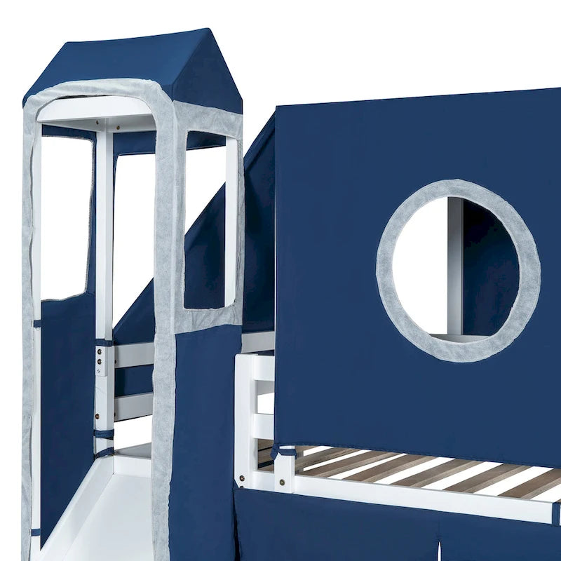 Lit mezzanine Merax double/simple avec tente et tour