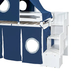 Lit mezzanine Merax double/simple avec tente et tour