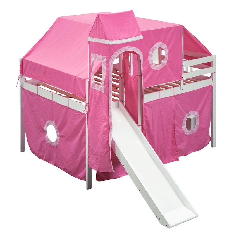 Lit mezzanine Merax double/simple avec tente et tour