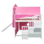 Lit mezzanine Merax double/simple avec tente et tour