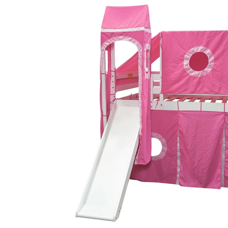 Lit mezzanine Merax double/simple avec tente et tour