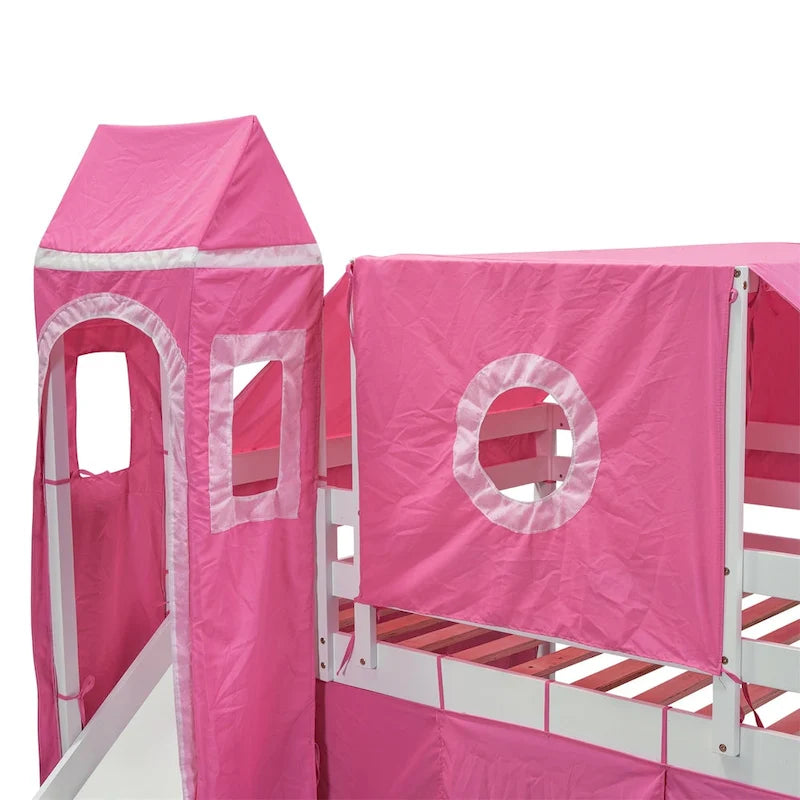 Lit mezzanine Merax double/simple avec tente et tour