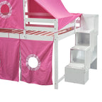 Lit mezzanine Merax double/simple avec tente et tour