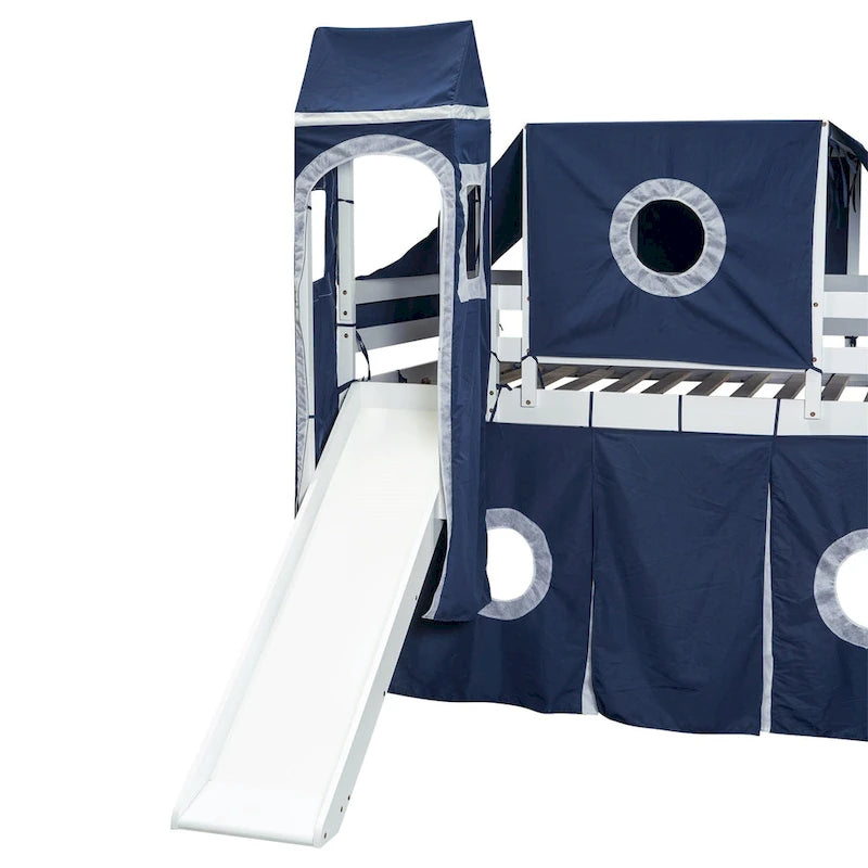 Lit mezzanine Merax double/simple avec tente et tour