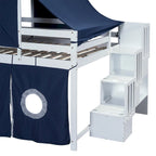 Lit mezzanine Merax double/simple avec tente et tour