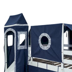 Lit mezzanine Merax double/simple avec tente et tour