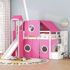 Lit mezzanine Merax double/simple avec tente et tour
