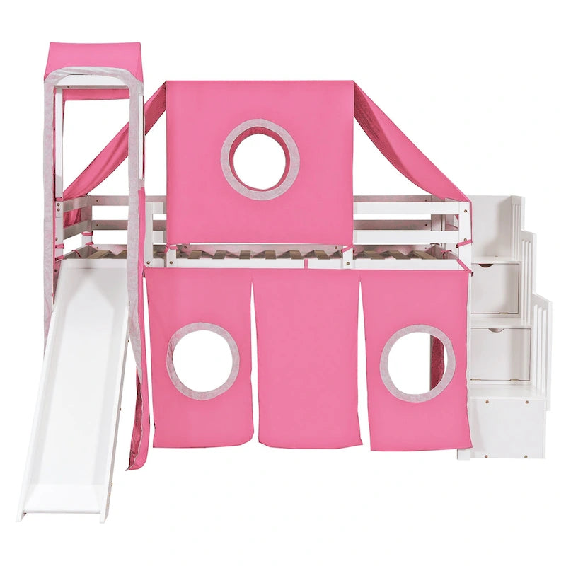 Lit mezzanine Merax double/simple avec tente et tour