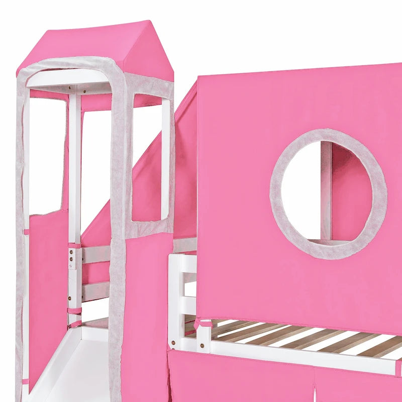 Lit mezzanine Merax double/simple avec tente et tour