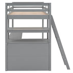 Lit mezzanine simple avec bureau et étagères, deux tiroirs intégrés