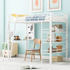 Lit superposé mezzanine double en métal avec bureau intégré