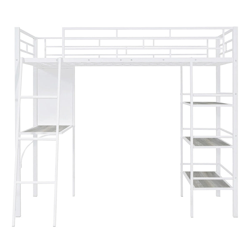 Lit superposé mezzanine double en métal avec bureau intégré