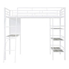 Lit superposé mezzanine double en métal avec bureau intégré