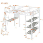 Lit superposé mezzanine double en métal avec bureau intégré