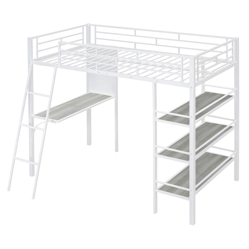 Lit superposé mezzanine double en métal avec bureau intégré
