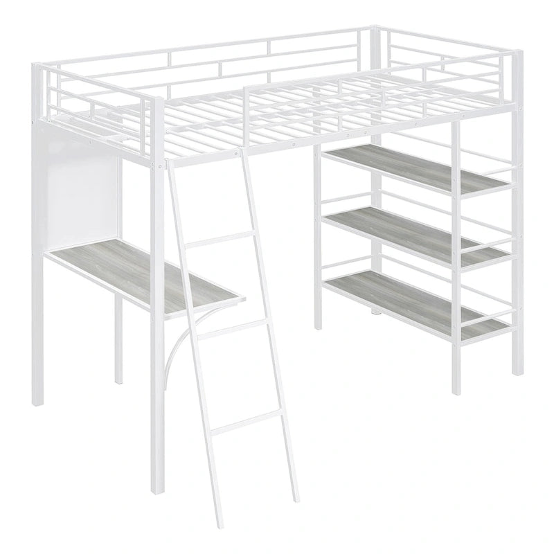 Lit superposé mezzanine double en métal avec bureau intégré