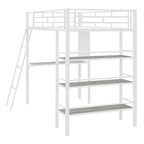 Lit superposé mezzanine double en métal avec bureau intégré