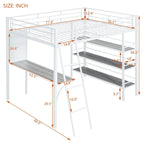 Lit superposé mezzanine double en métal avec bureau intégré