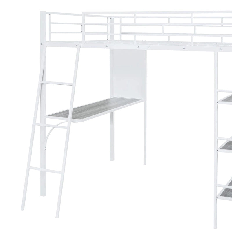 Lit superposé mezzanine double en métal avec bureau intégré