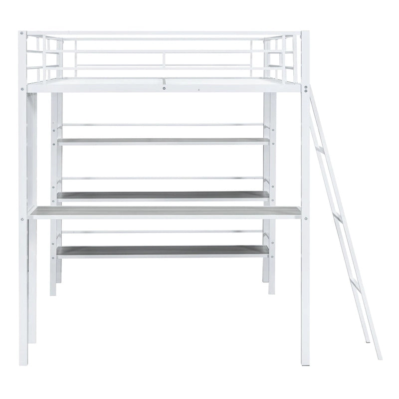 Lit superposé mezzanine double en métal avec bureau intégré