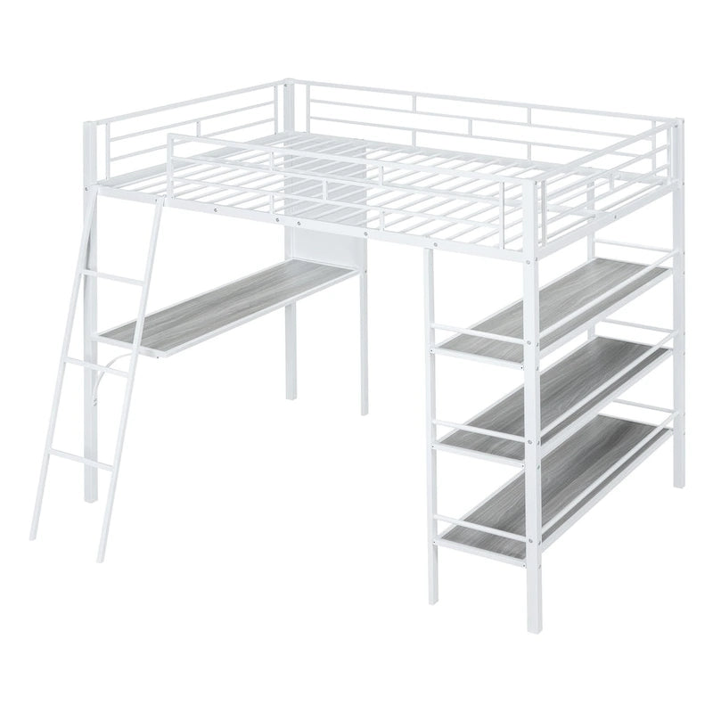 Lit superposé mezzanine double en métal avec bureau intégré
