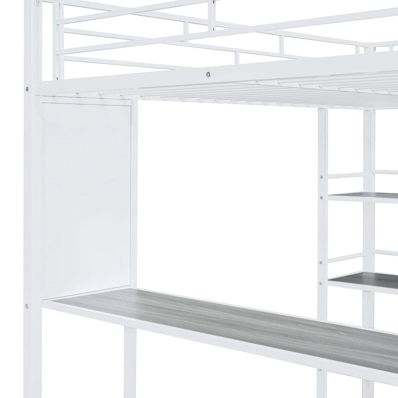 Lit superposé mezzanine double en métal avec bureau intégré
