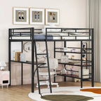 Lit superposé mezzanine double en métal avec bureau intégré