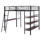 Lit superposé mezzanine double en métal avec bureau intégré