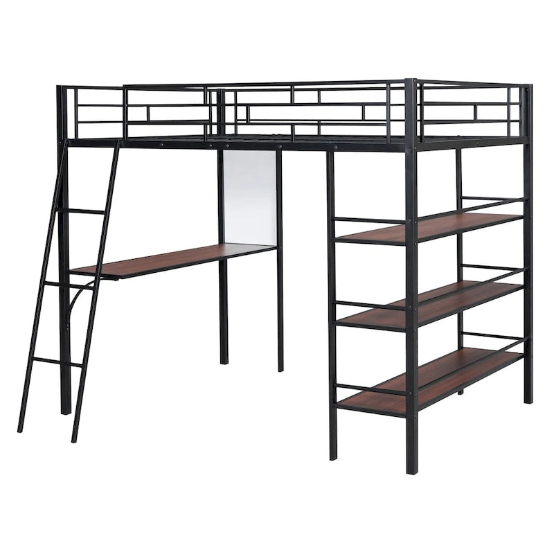 Lit superposé mezzanine double en métal avec bureau intégré