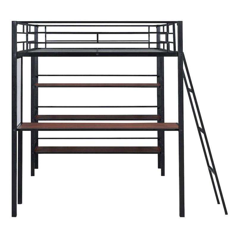 Lit superposé mezzanine double en métal avec bureau intégré
