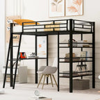 Lit superposé mezzanine double en métal avec bureau intégré