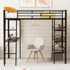 Lit superposé mezzanine double en métal avec bureau intégré