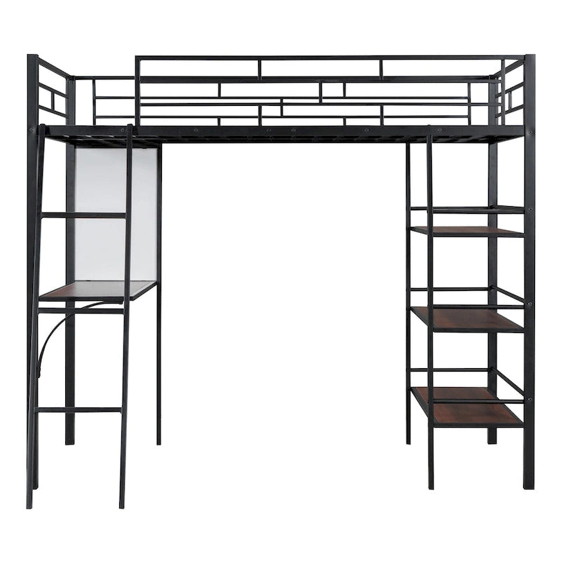 Lit superposé mezzanine double en métal avec bureau intégré