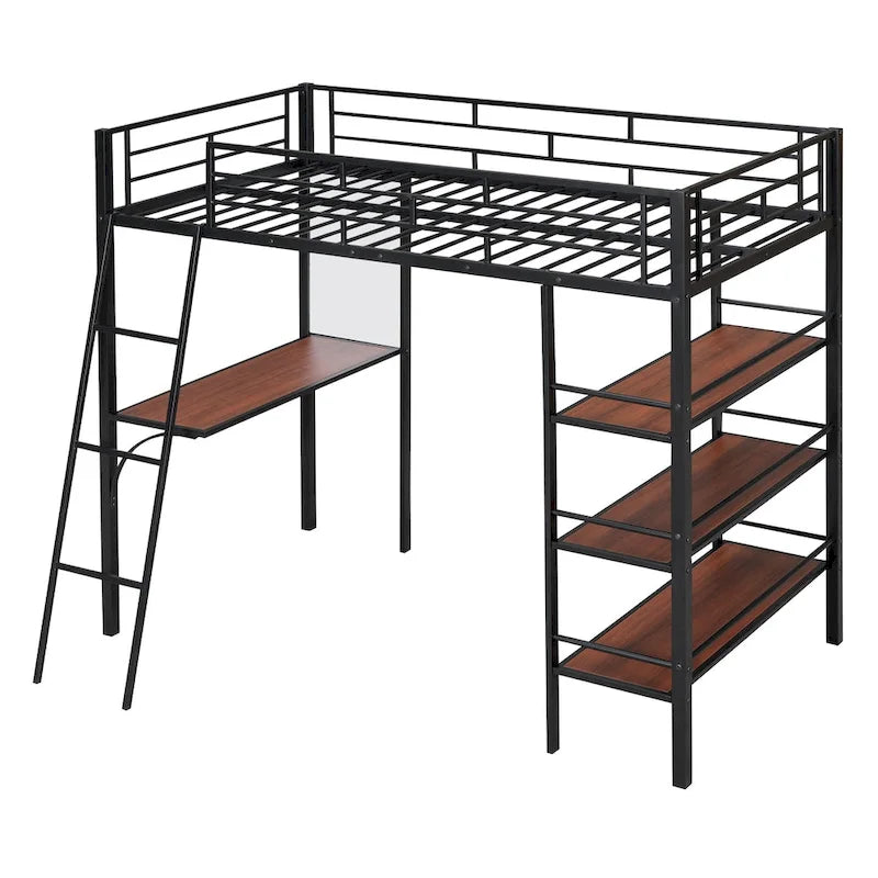 Lit superposé mezzanine double en métal avec bureau intégré